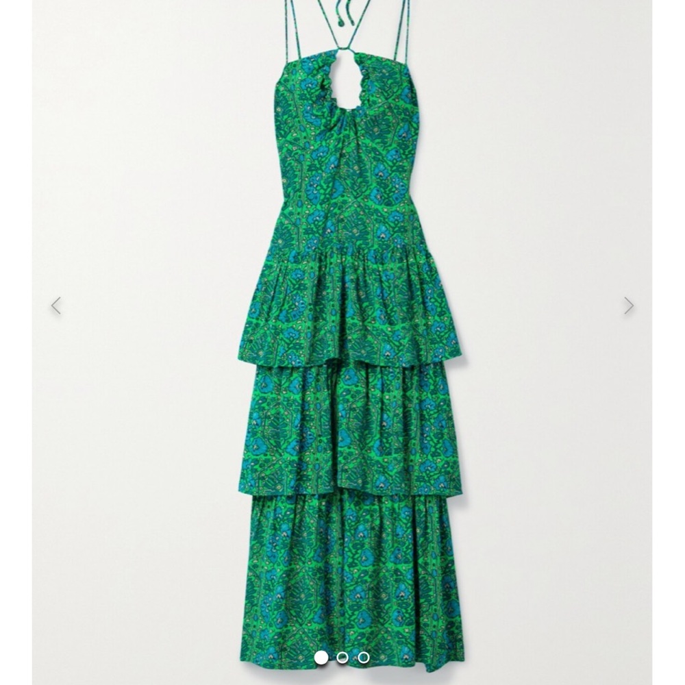 RHODE Vibrant Green Patterned Maxi Dress